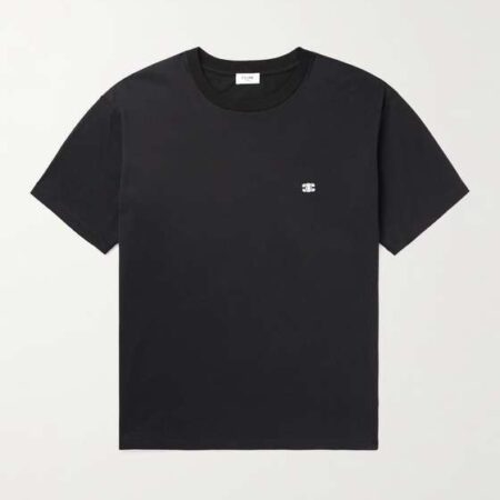 CELINE HOMME LOGO-EMBROIDERED COTTON-JERSEY T-SHIRT