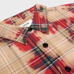 CELINE CUTAWAY COLLAR CHECKED PRINTED FLANNEL SHIRT