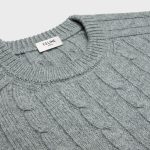 CELINE SUEDE TRIMMED CABLE KNIT CASHMERE SWEATER