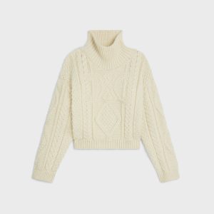 HIGH NECK SWEATER IN ARAN ALPACA WOOL 