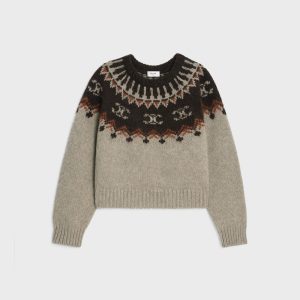 CREW NECK SWEATER IN TRIOMPHE FAIR ISLE WOOL 