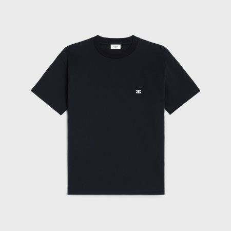 CELINE LOGO-EMBROIDERED COTTON T-SHIRT