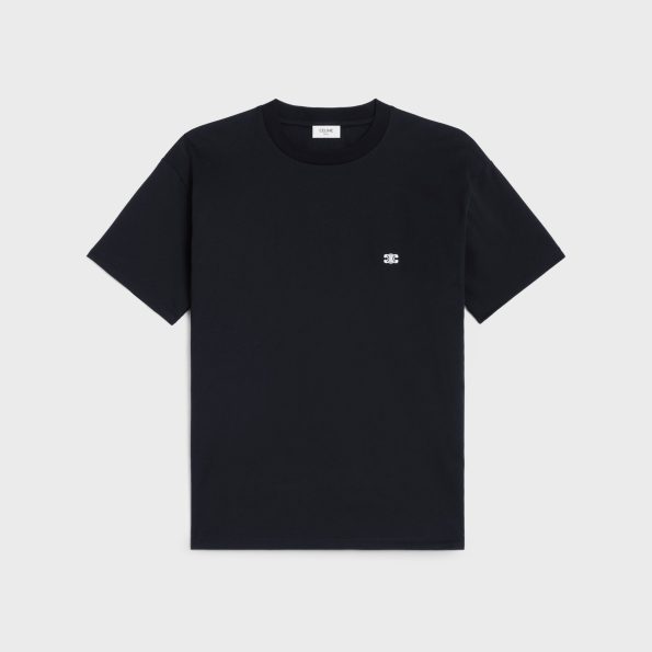 CELINE LOGO-EMBROIDERED COTTON T-SHIRT