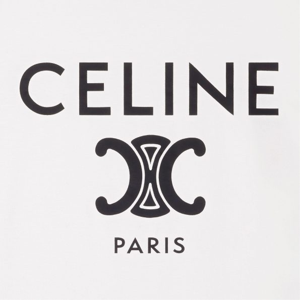 CELINE LOGO EMBROIDERED COTTON T SHIRT