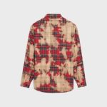 CELINE CUTAWAY COLLAR CHECKED PRINTED FLANNEL SHIRT