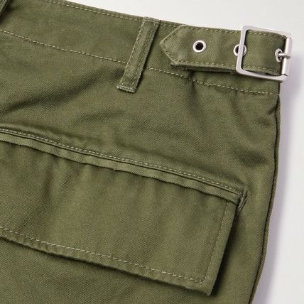 WIDE LEG STRAP EMBELLISHED COTTON TWILL CARGO SHORTS