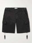 CELINE HOMME LOGO-DETAILED DISTRESSED COTTON-TWILL CARGO SHORTS