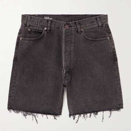 CELINE HOMME WESLEY WIDE-LEG DISTRESSED DENIM SHORTS