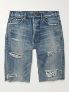 CELINE HOMME KURT STRAIGHT-LEG DISTRESSED SHORTS