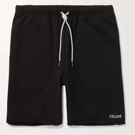 CELINE WIDE LEG LOGO PRINT TECH JERSEY SHORTS