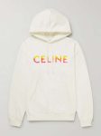 CELINE HOMME OVERSIZED LOGO-PRINT COTTON-BLEND JERSEY HOODIE