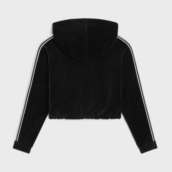 CELINE CROPPED HOODIE IN VELVET JERSEY