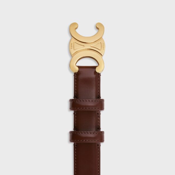 MEDIUM TRIOMPHE BELT IN TAURILLON LEATHER CHESTNUT