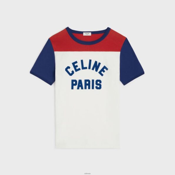 Paris_70_S_T_Shirt_in_Cotton_Jersey_Off_White_Bleu_Berlin_Deep_CELINE_NB84T774_Apparel_Women