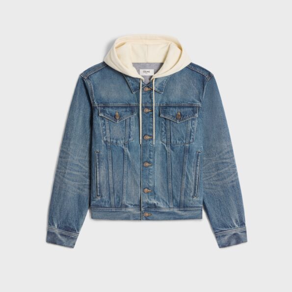 TRUCKER JACKET WITH HOOD IN UNION WASH DENIM