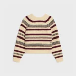 CREW NECK SWEATER IN STRIPED RIBBED WOOL