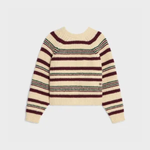 CREW NECK SWEATER IN STRIPED RIBBED WOOL