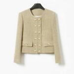 CELINE KHAKI TWEED GOLD BUTTON COUTURE JACKET