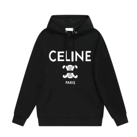 CELINE HOODIE IN TRIOMPHE LOGO COTTON FLEECE