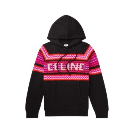 CELINE HOMME WOOL JACQUARD HOODIE