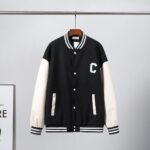 CELINE WOMEN OVERSIZED WOOL VARSITY JACKET-BLACK