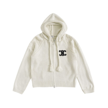 CELINE TRIOMPHE WOOL BLENDED HOODED SWEATER